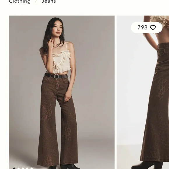 Anthropologie Pilcro The Adi Leopard Mid-Rise Flare Jeans by Pilcro - Picture 1 of 4